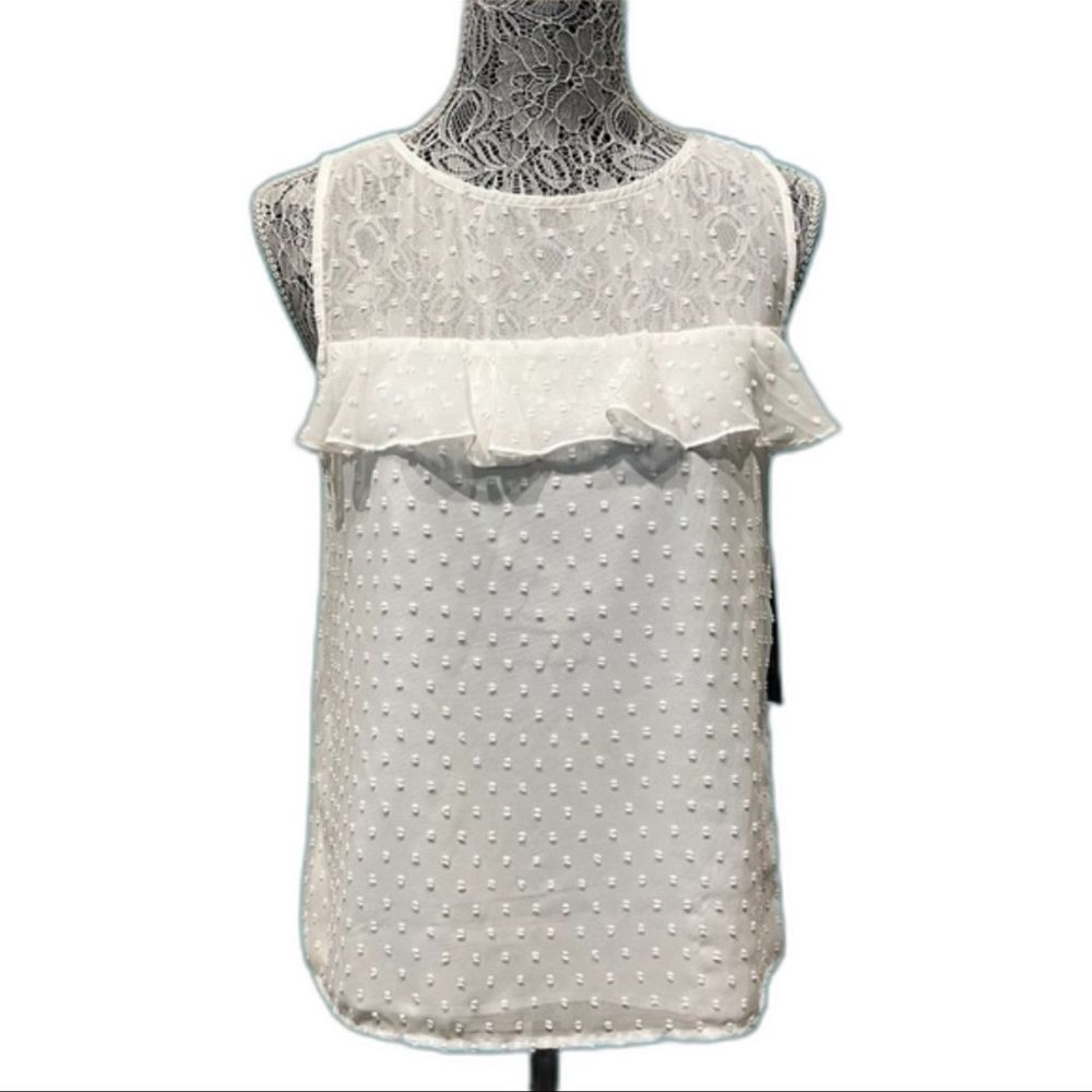 BB Dakota Sleeveless Ruffle Blouse | White | Size Small | NWT